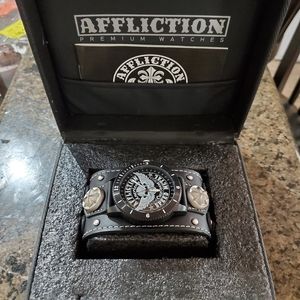 Vintage - AFFLICTION American Customs "HI SPEED METAL" Wide Cuff Biker Watch